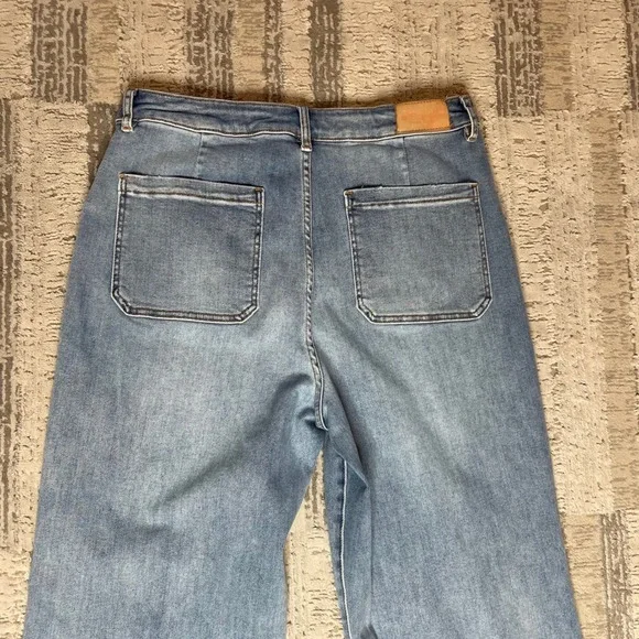 Dear John Womens Wide Leg High Rise Patch Pocket Jeans Blue Size 32 DPM-55-A152 - Picture 11 of 12